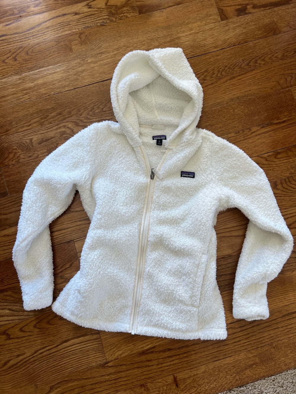 Patagonia Cream Sherpa Full-Zip Hooded Jacket